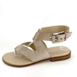 Donald J. Pliner Leather Lola 2 Snakeskin Shimmer Ankle Strap Thong 6 Sandals